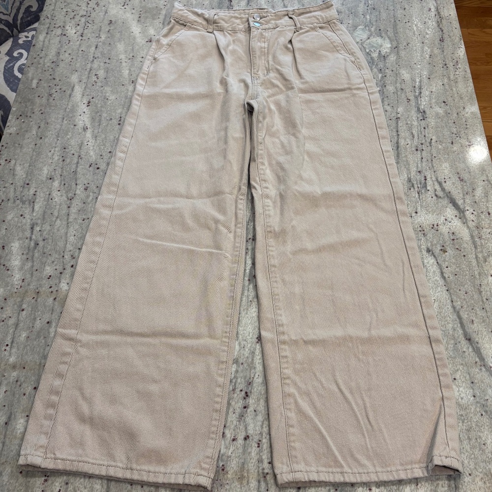 SHEIN Womens Wide Leg High Waisted Khaki Pants - Size 28